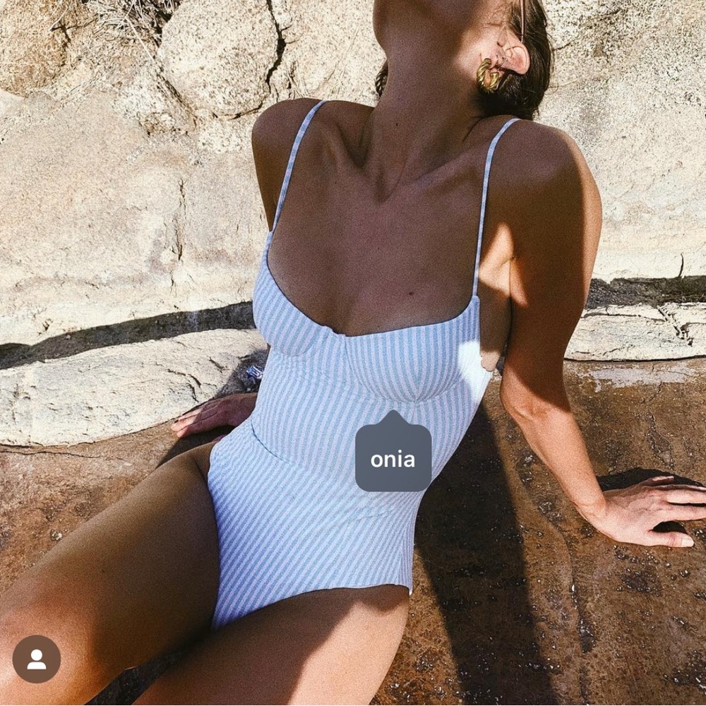 Onia Green & White Stripe One Piece